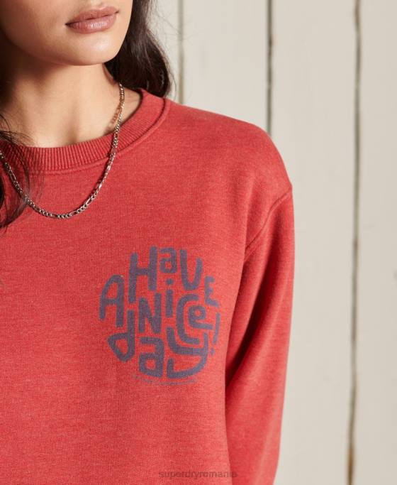 Superdry hanorac supradimensionat pentru echipajul de munte îmbrăcăminte roșu femei JX0Z6049
