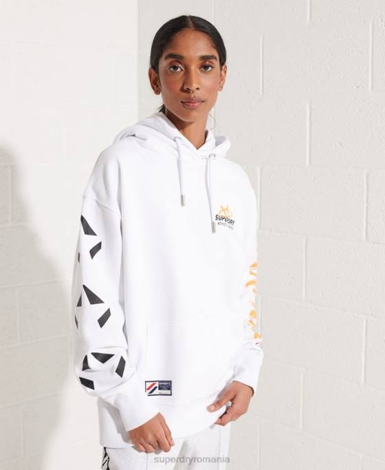 Superdry hanorac supradimensionat strikeout îmbrăcăminte alb femei JX0Z5975