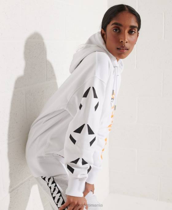 Superdry hanorac supradimensionat strikeout îmbrăcăminte alb femei JX0Z5975