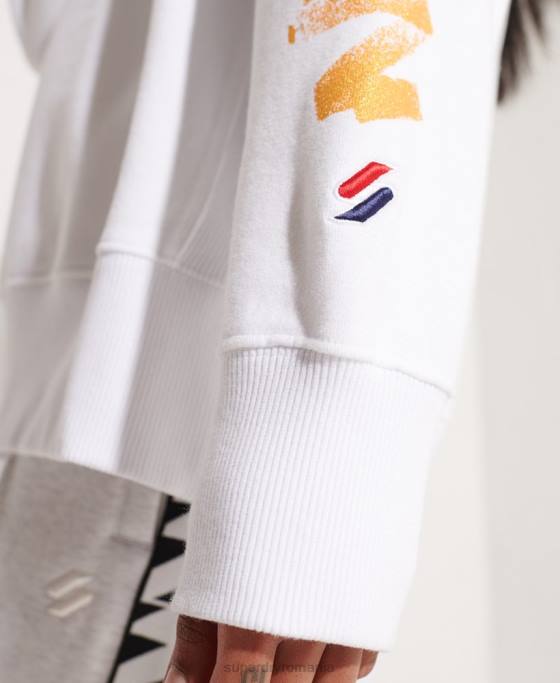 Superdry hanorac supradimensionat strikeout îmbrăcăminte alb femei JX0Z5975