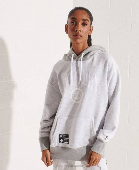 Superdry hanorac supradimensionat varsity arch îmbrăcăminte gri deschis femei JX0Z5784