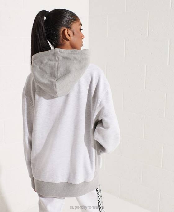 Superdry hanorac supradimensionat varsity arch îmbrăcăminte gri deschis femei JX0Z5784