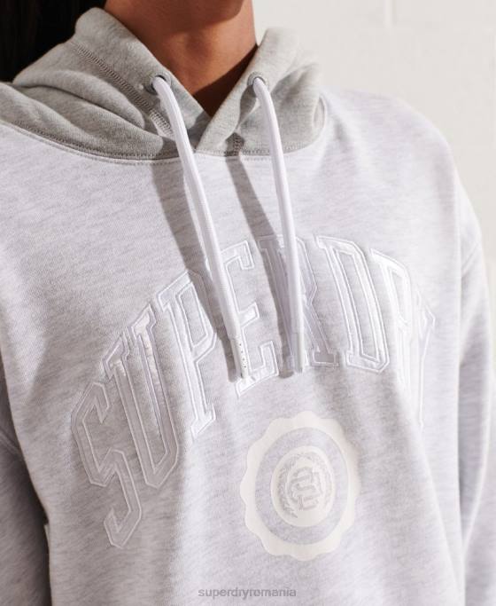 Superdry hanorac supradimensionat varsity arch îmbrăcăminte gri deschis femei JX0Z5784