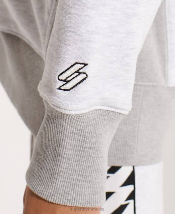 Superdry hanorac supradimensionat varsity arch îmbrăcăminte gri deschis femei JX0Z5784
