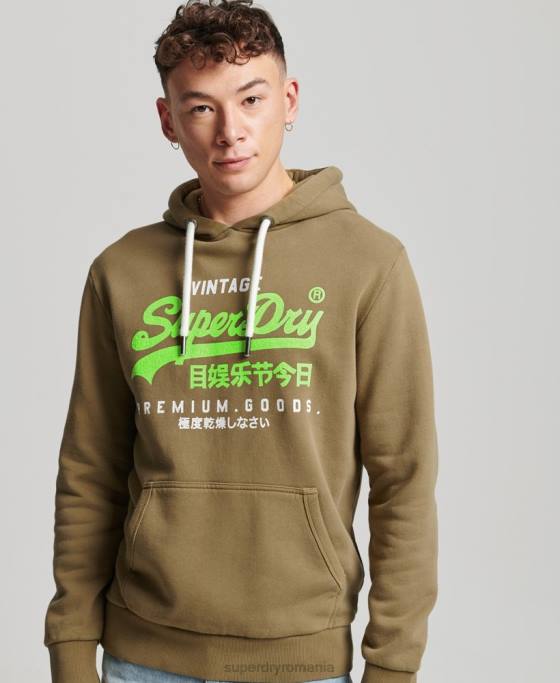 Superdry hanorac supravopsit cu logo vintage îmbrăcăminte kaki bărbați JX0Z524