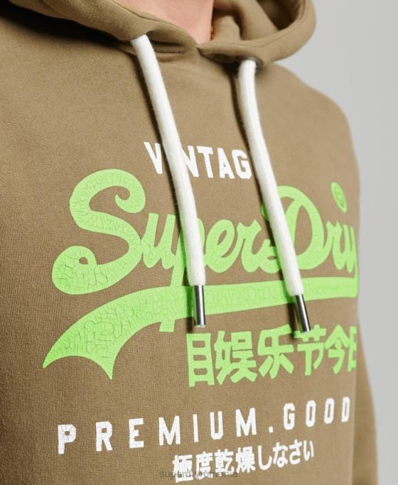 Superdry hanorac supravopsit cu logo vintage îmbrăcăminte kaki bărbați JX0Z524