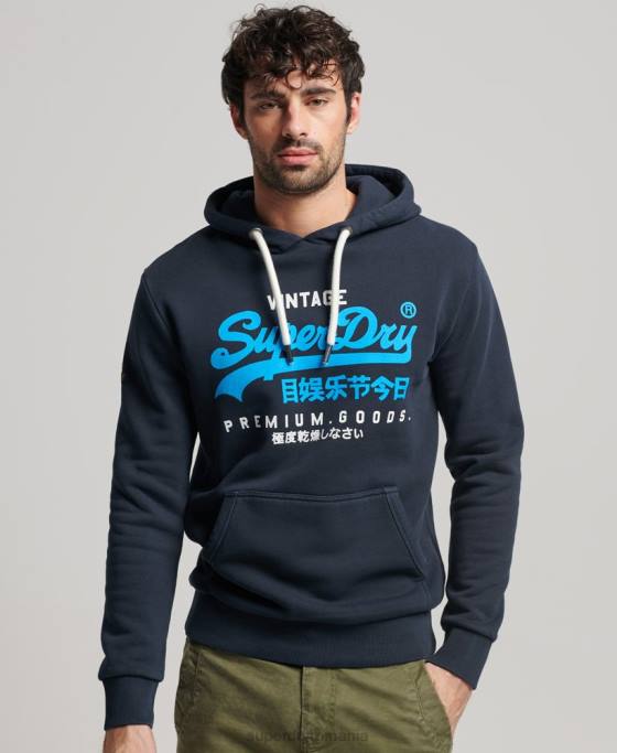 Superdry hanorac supravopsit cu logo vintage îmbrăcăminte marina bărbați JX0Z457