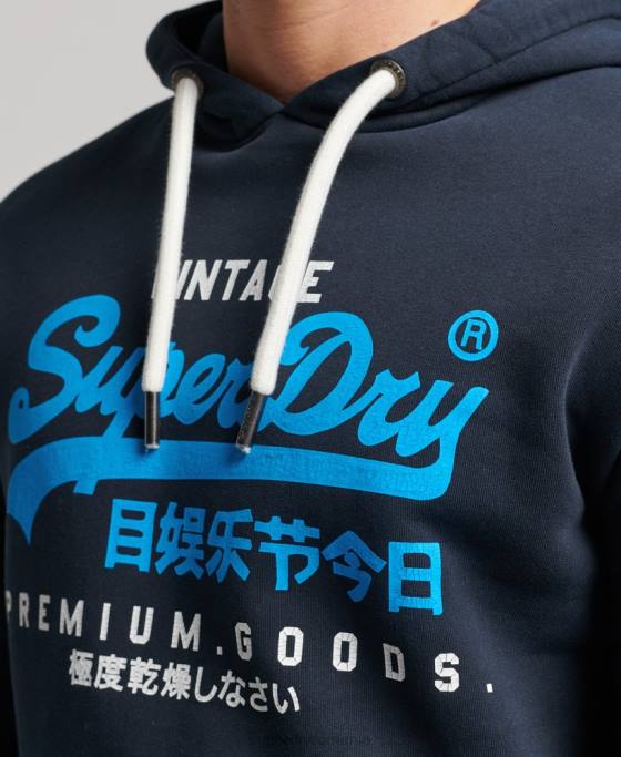 Superdry hanorac supravopsit cu logo vintage îmbrăcăminte marina bărbați JX0Z457