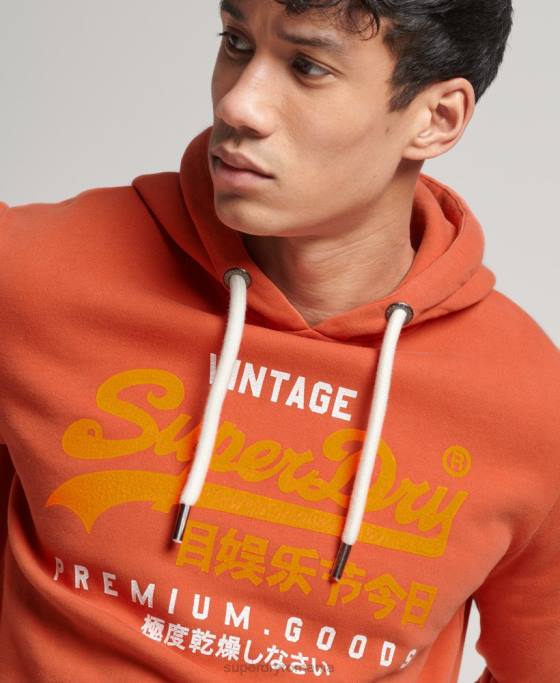 Superdry hanorac supravopsit cu logo vintage îmbrăcăminte portocale bărbați JX0Z471