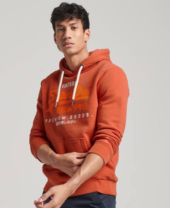 Superdry hanorac supravopsit cu logo vintage îmbrăcăminte portocale bărbați JX0Z471