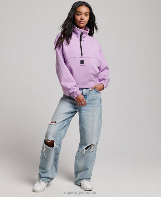 Superdry hanorac tech batwing cu jumătate de fermoar îmbrăcăminte Violet femei JX0Z3354