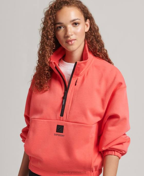 Superdry hanorac tech batwing cu jumătate de fermoar îmbrăcăminte coral femei JX0Z5965