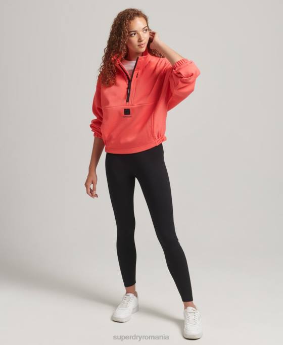 Superdry hanorac tech batwing cu jumătate de fermoar îmbrăcăminte coral femei JX0Z5965