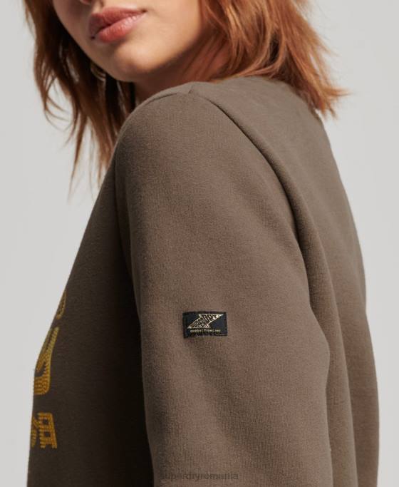 Superdry hanorac tip echipaj cu logo vintage îmbrăcăminte kaki femei JX0Z3323