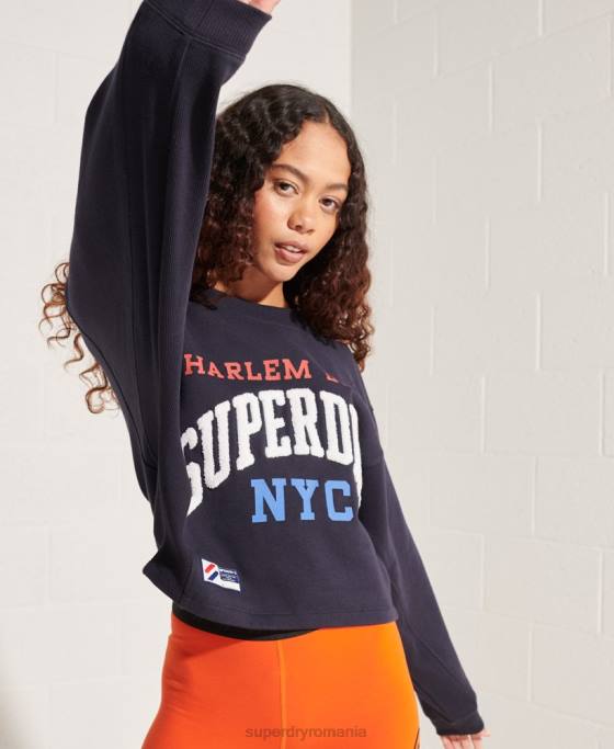 Superdry hanorac varsity arc liliac îmbrăcăminte marina femei JX0Z5873