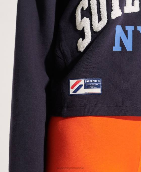 Superdry hanorac varsity arc liliac îmbrăcăminte marina femei JX0Z5873