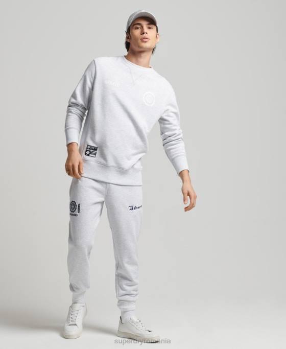 Superdry hanorac varsity arch crew îmbrăcăminte gri deschis bărbați JX0Z778