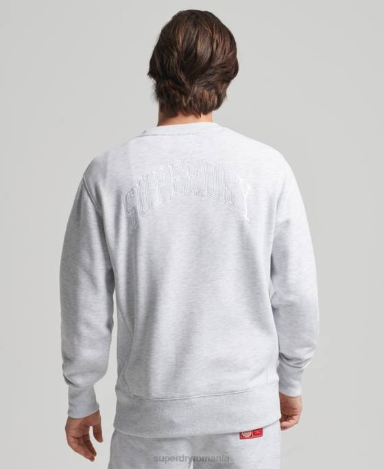 Superdry hanorac varsity arch crew îmbrăcăminte gri deschis bărbați JX0Z778