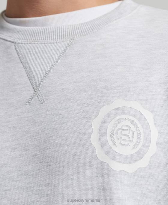 Superdry hanorac varsity arch crew îmbrăcăminte gri deschis bărbați JX0Z778