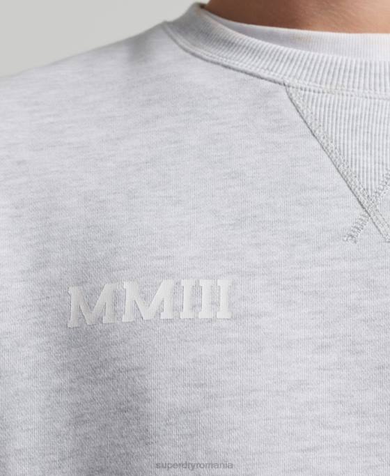 Superdry hanorac varsity arch crew îmbrăcăminte gri deschis bărbați JX0Z778