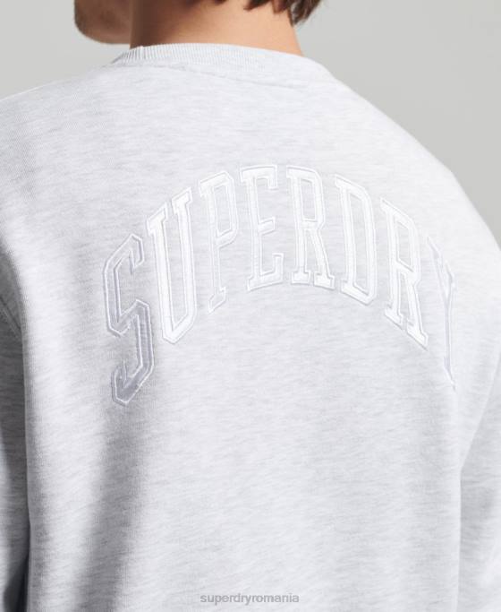 Superdry hanorac varsity arch crew îmbrăcăminte gri deschis bărbați JX0Z778