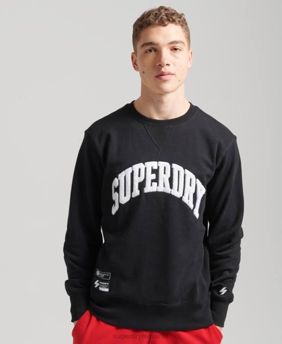 Superdry hanorac varsity arch crew îmbrăcăminte negru bărbați JX0Z5134