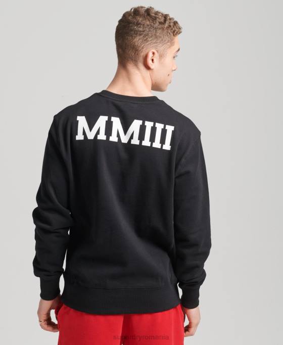 Superdry hanorac varsity arch crew îmbrăcăminte negru bărbați JX0Z5134