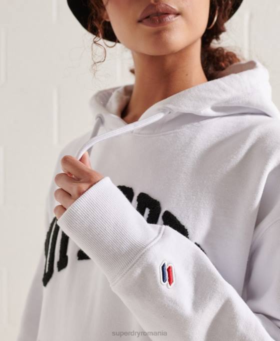 Superdry hanorac varsity arch mono îmbrăcăminte alb femei JX0Z5979