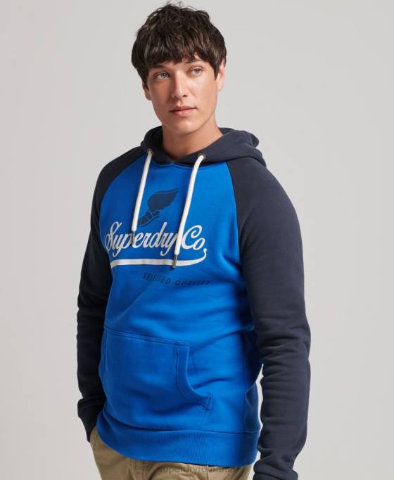 Superdry hanorac vintage achilles raglan îmbrăcăminte albastru deschis bărbați JX0Z719