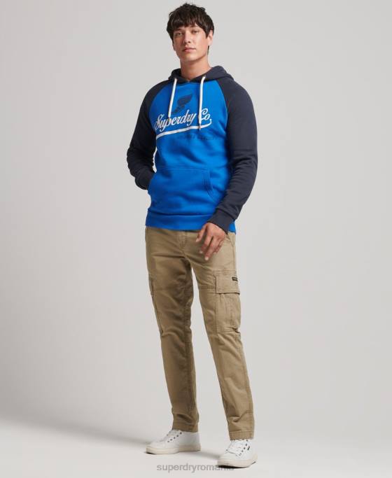 Superdry hanorac vintage achilles raglan îmbrăcăminte albastru deschis bărbați JX0Z719