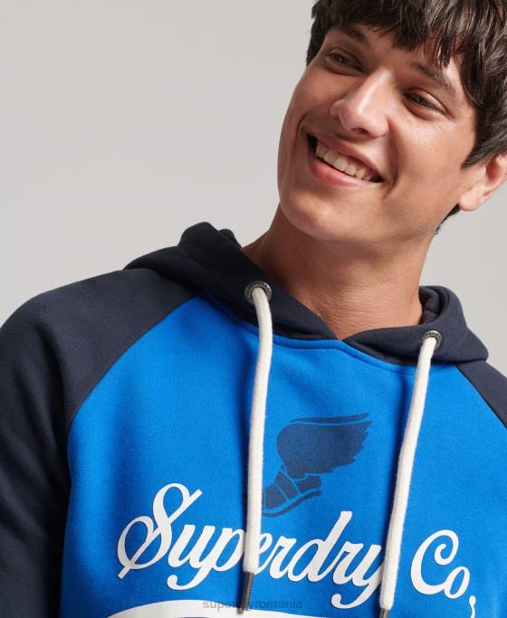Superdry hanorac vintage achilles raglan îmbrăcăminte albastru deschis bărbați JX0Z719
