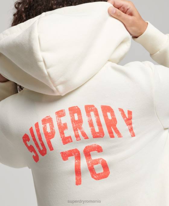 Superdry hanorac vintage atletic cu fermoar îmbrăcăminte alb femei JX0Z2251