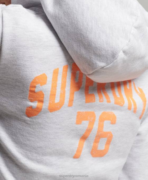 Superdry hanorac vintage atletic cu fermoar îmbrăcăminte gri deschis femei JX0Z2262