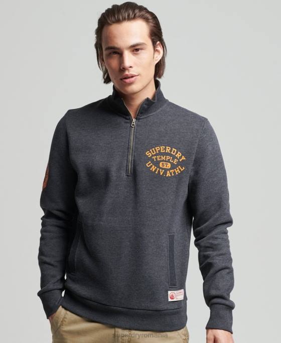 Superdry hanorac vintage atletic henley îmbrăcăminte gri inchis bărbați JX0Z5040