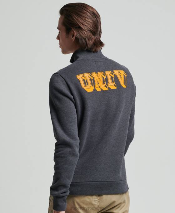 Superdry hanorac vintage atletic henley îmbrăcăminte gri inchis bărbați JX0Z5040