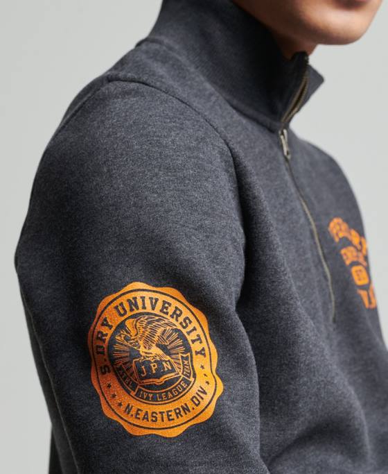 Superdry hanorac vintage atletic henley îmbrăcăminte gri inchis bărbați JX0Z5040