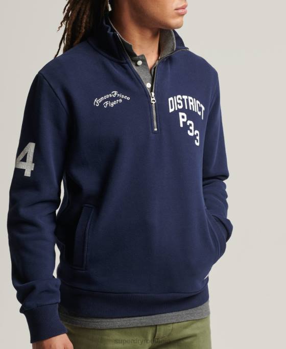 Superdry hanorac vintage atletic henley îmbrăcăminte marina bărbați JX0Z886