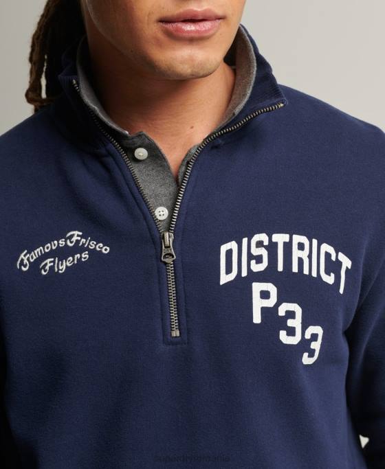 Superdry hanorac vintage atletic henley îmbrăcăminte marina bărbați JX0Z886