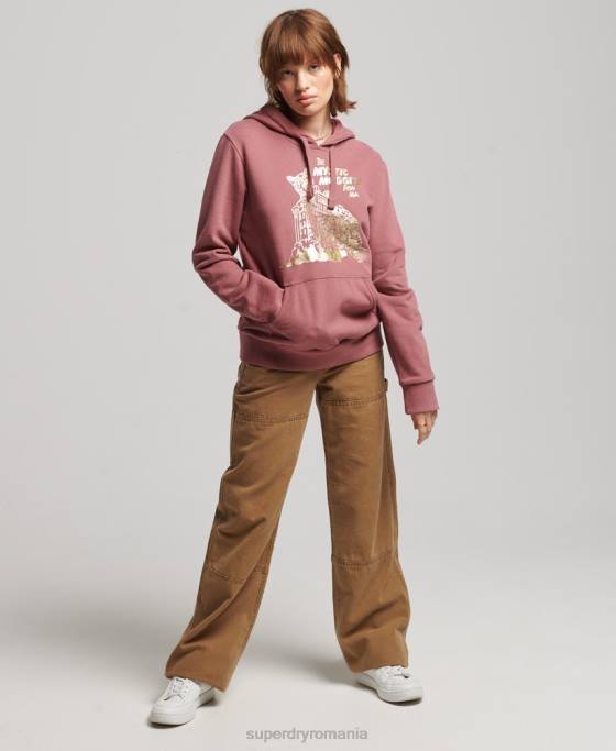 Superdry hanorac vintage b-movie îmbrăcăminte roz femei JX0Z5774