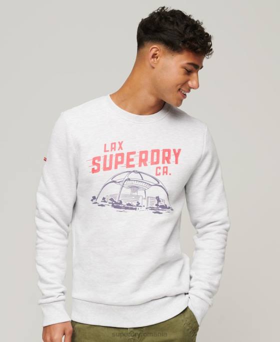 Superdry hanorac vintage city souvenir pentru echipaj îmbrăcăminte gri deschis bărbați JX0Z550