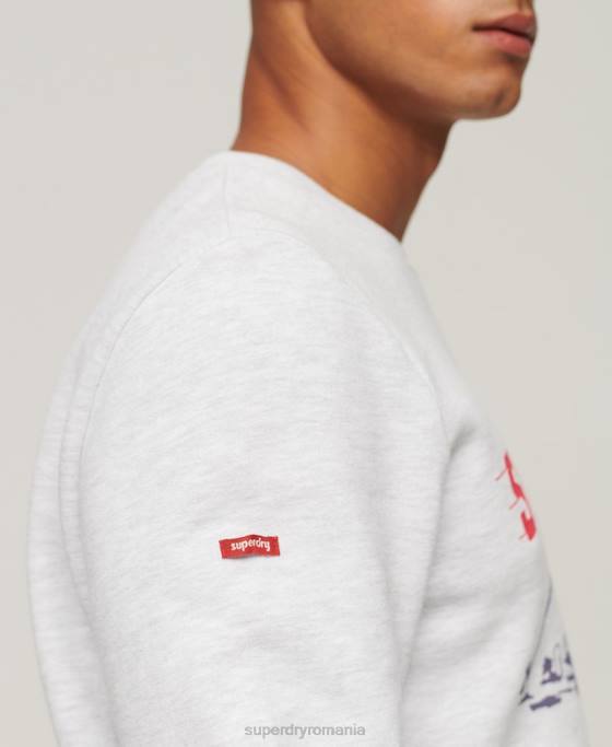 Superdry hanorac vintage city souvenir pentru echipaj îmbrăcăminte gri deschis bărbați JX0Z550