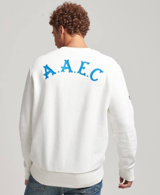 Superdry hanorac vintage colegial pentru echipaj îmbrăcăminte cremă bărbați JX0Z5090