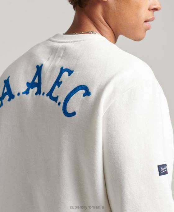 Superdry hanorac vintage colegial pentru echipaj îmbrăcăminte cremă bărbați JX0Z5090