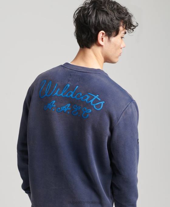 Superdry hanorac vintage colegial pentru echipaj îmbrăcăminte marina bărbați JX0Z5039