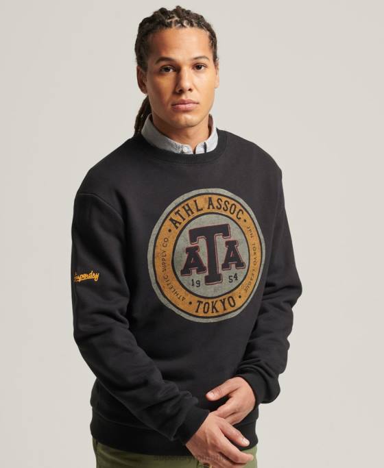 Superdry hanorac vintage colegial pentru echipaj îmbrăcăminte negru bărbați JX0Z845