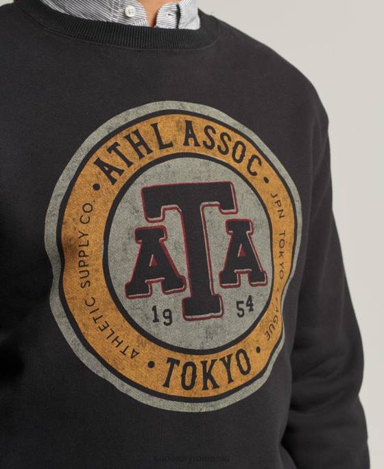 Superdry hanorac vintage colegial pentru echipaj îmbrăcăminte negru bărbați JX0Z845