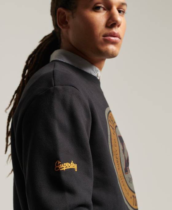 Superdry hanorac vintage colegial pentru echipaj îmbrăcăminte negru bărbați JX0Z845