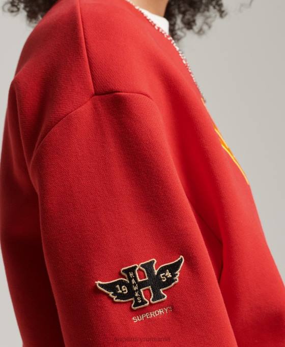 Superdry hanorac vintage colegial pentru echipaj îmbrăcăminte roșu femei JX0Z5810