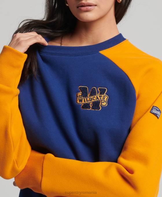 Superdry hanorac vintage colegial raglan crew îmbrăcăminte marina femei JX0Z5760