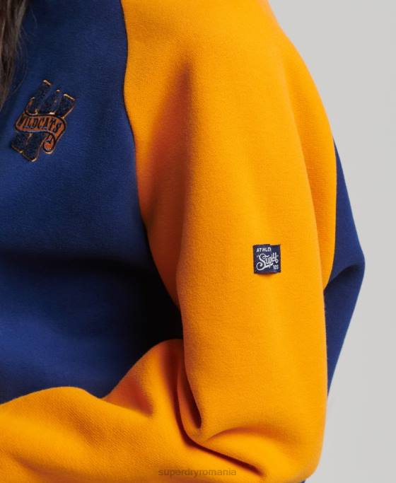 Superdry hanorac vintage colegial raglan crew îmbrăcăminte marina femei JX0Z5760